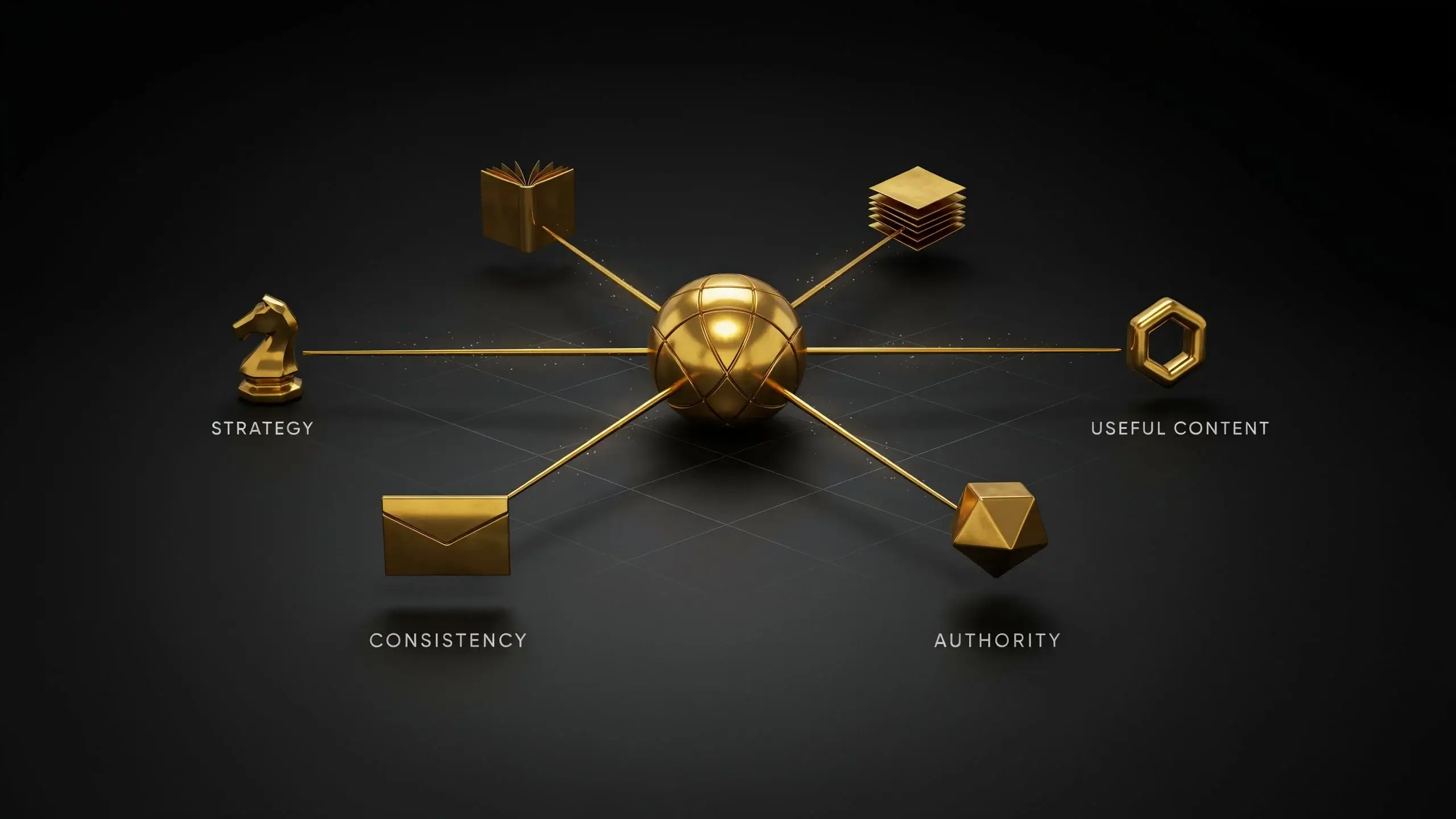 Content marketing is is shown through a visual of connected growth stages