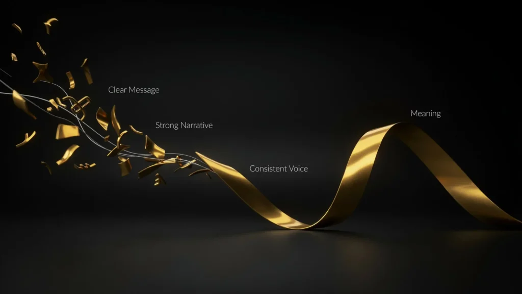 Messaging and narrative is shown through a visual of 4 connected systems interconnected with each other